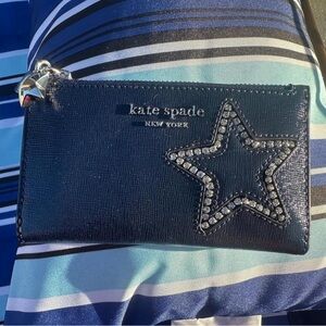 Kate Spade Starlight / Star Crystal Saffiano Navy Leather Bifold Wallet
